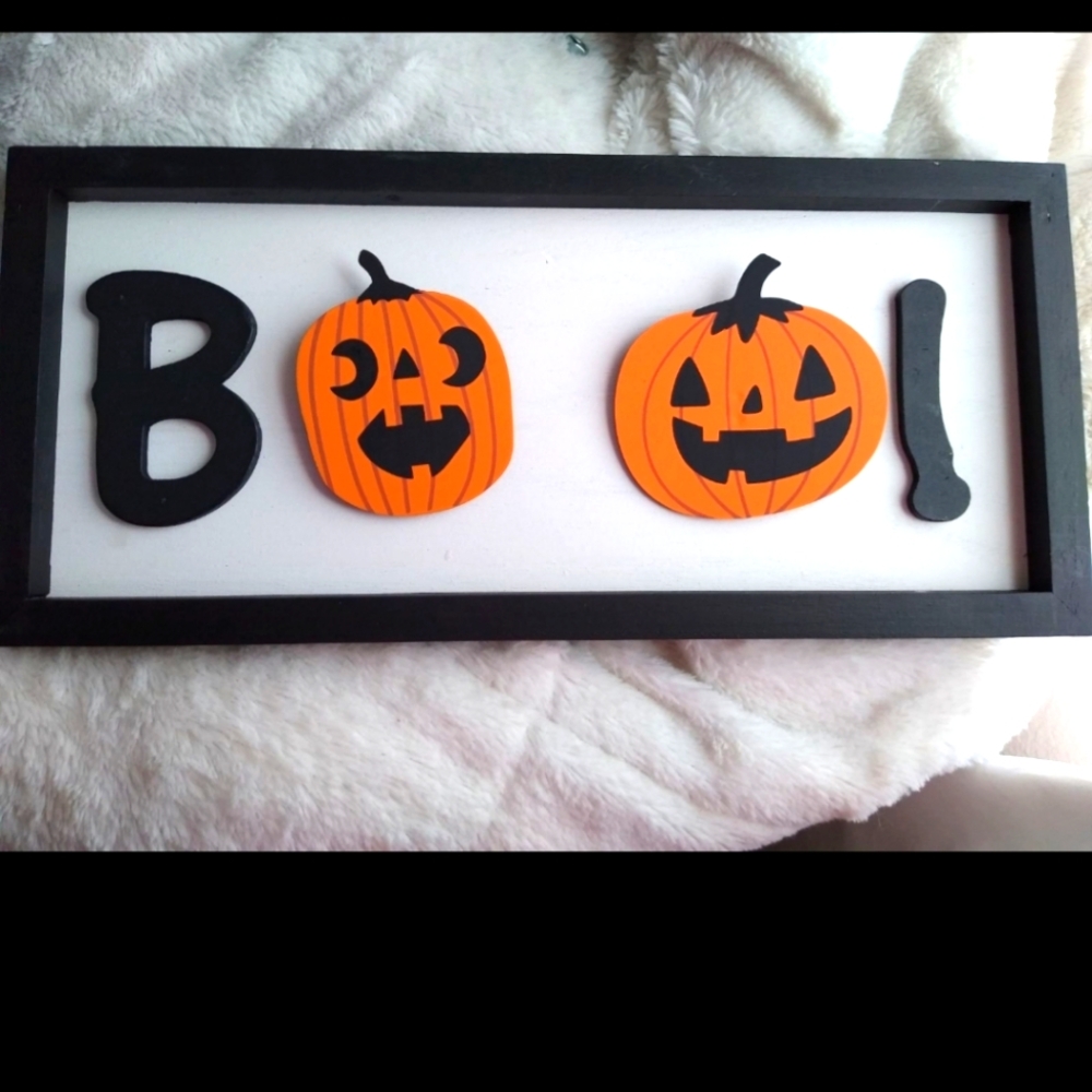 Boo Halloween Pumpkin sign New 15 inch